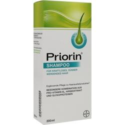 Verpackung von Priorin Shampoo gegen dünnes, kraftloses Haar mit Hirseextrakt.